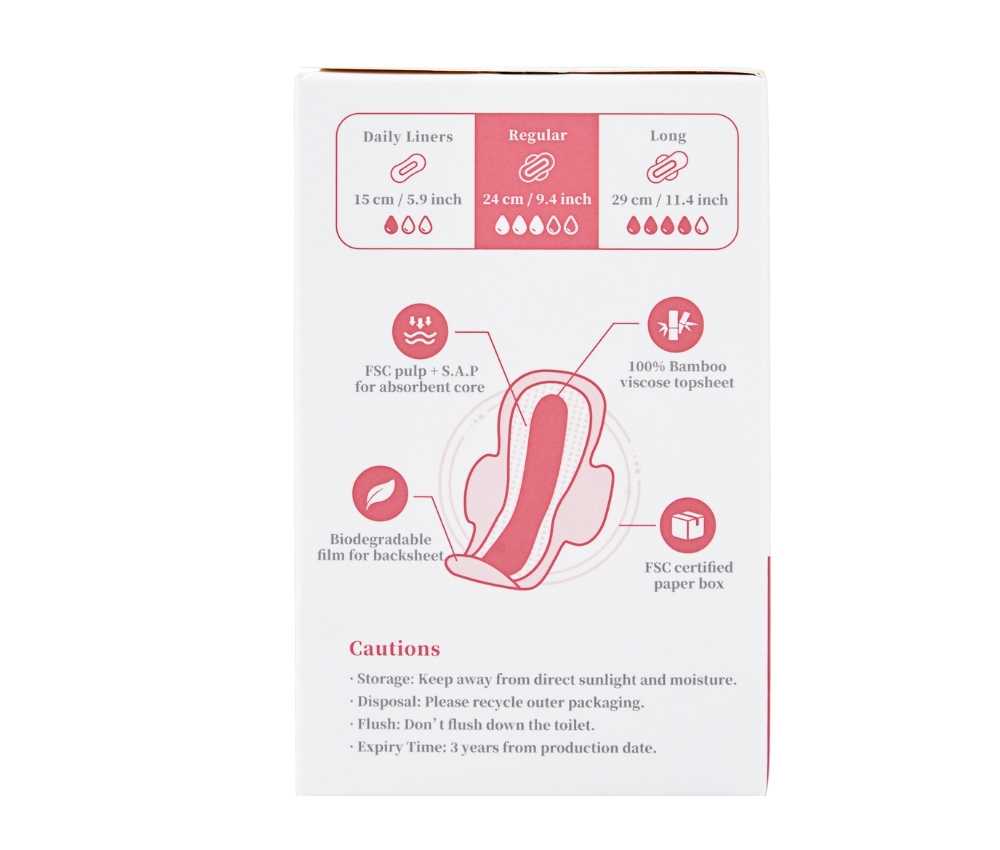 Bamboo Sanitary Pads - Regular - 8