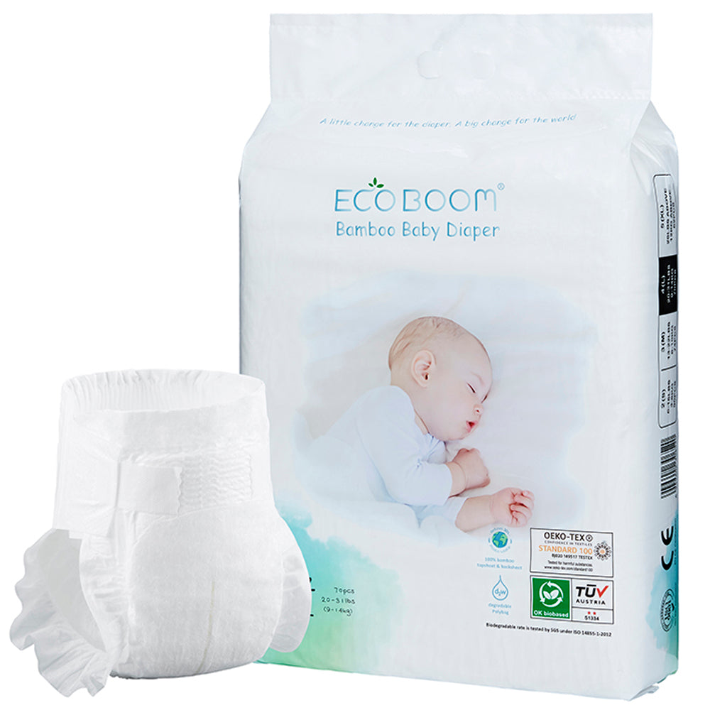 Bamboo Baby Nappies Pack of 70 - Large (9-14Kg)