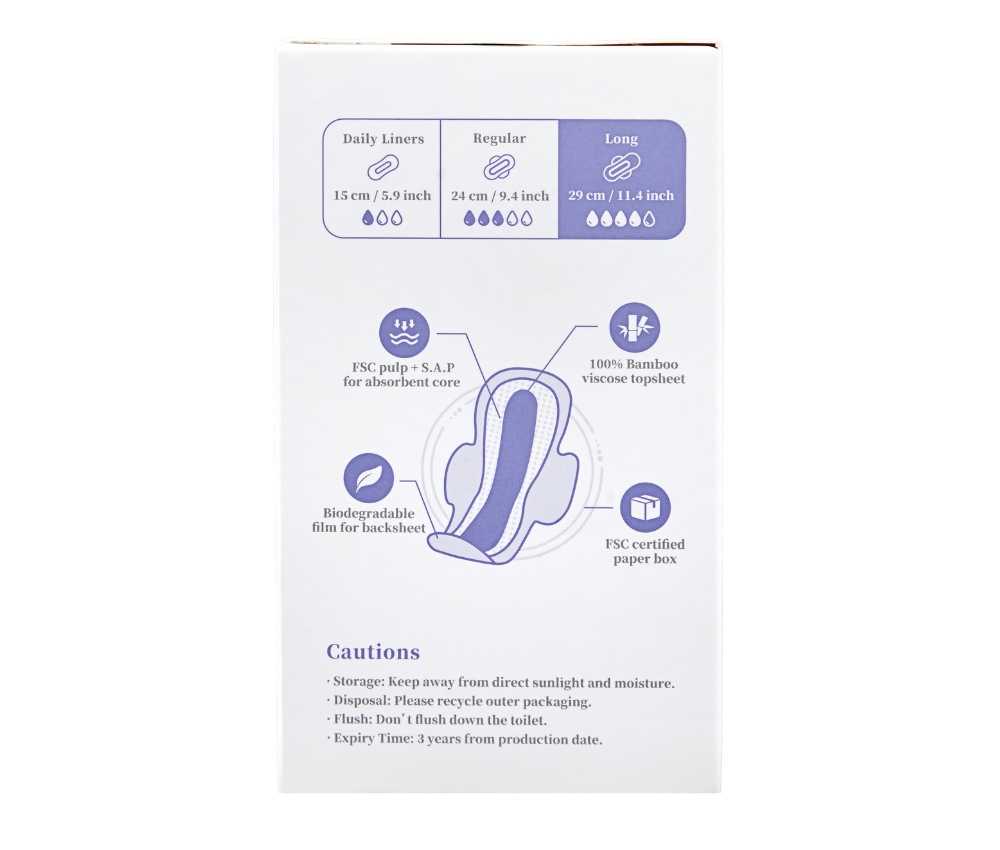 Bamboo Sanitary Pads - Long - 8