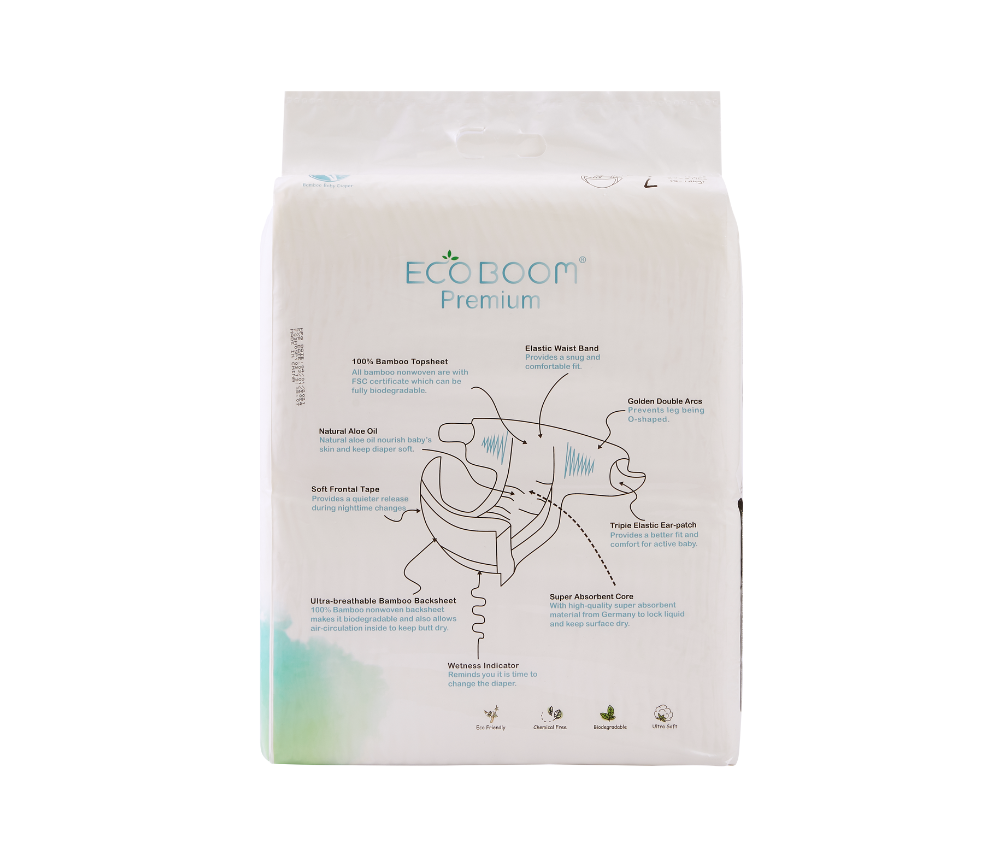 Bamboo Baby Nappies Pack of 70 - Large (9-14Kg)