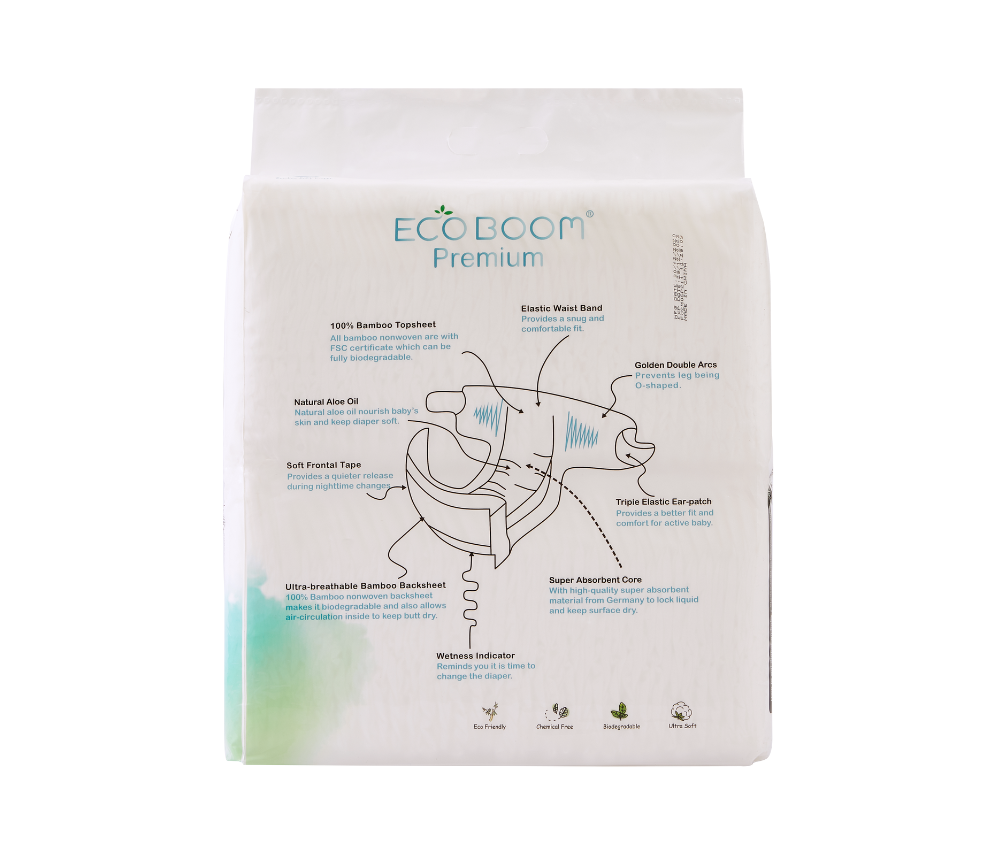 Bamboo Baby Nappies Pack of 74 - Medium (6-10Kg) Diapers Eco Boom