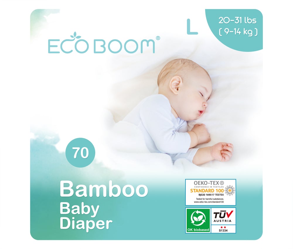 Bamboo Baby Nappies Pack of 70 - Large (9-14Kg)