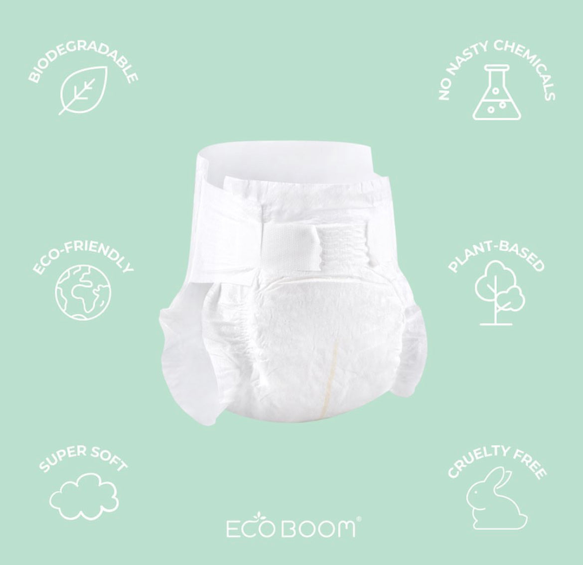 Bamboo Baby Nappies Pack of 70 - Large (9-14Kg)