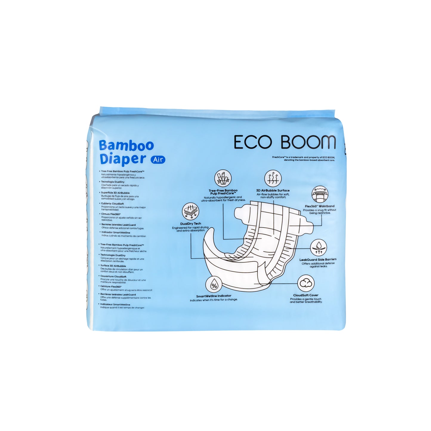 Air Bamboo Baby Nappies Extra Large (12-17Kg) - 28 Pcs