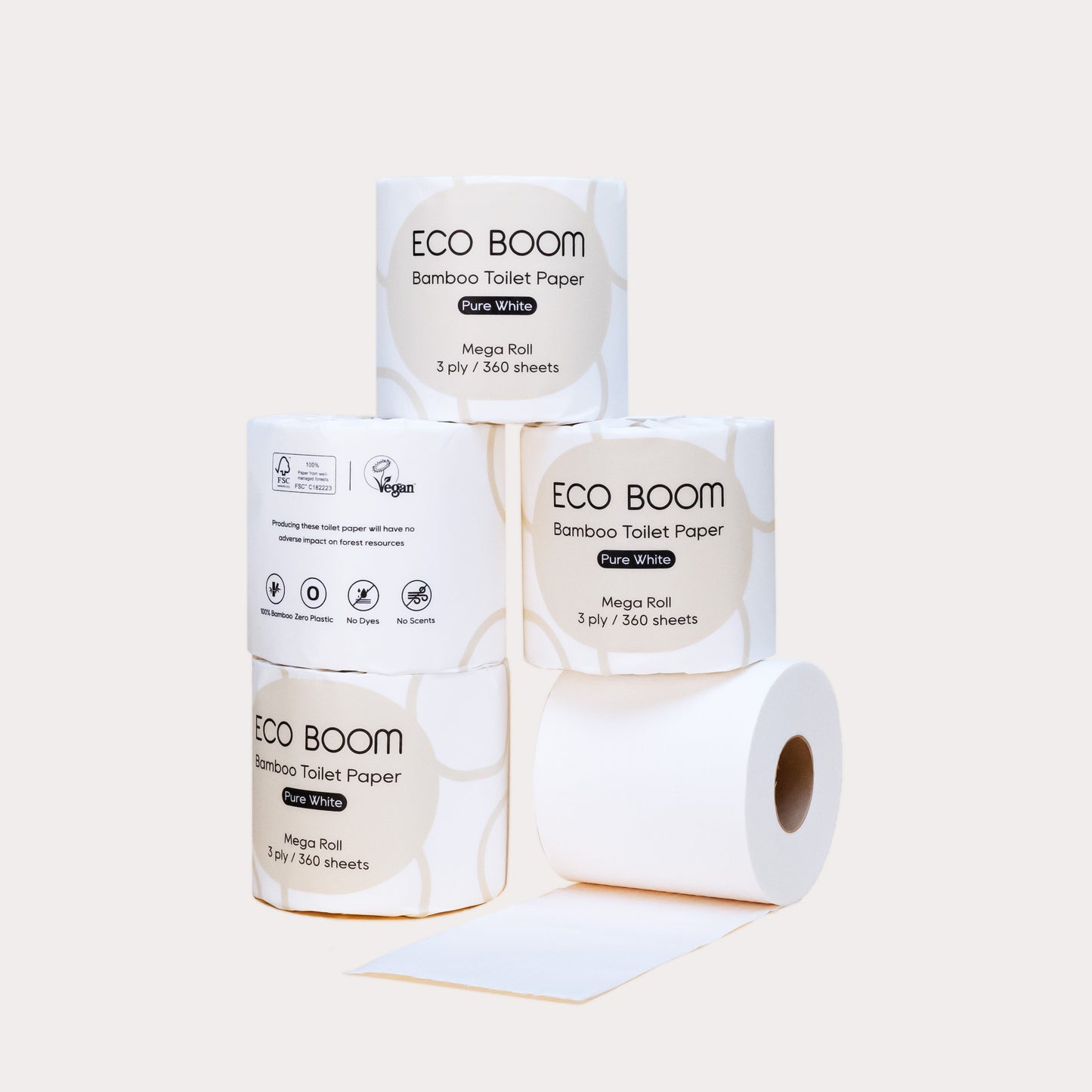 Pure White Bamboo Toilet Paper