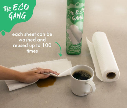 Reusable Bamboo Paper Towels - Roll of 20 Sheets