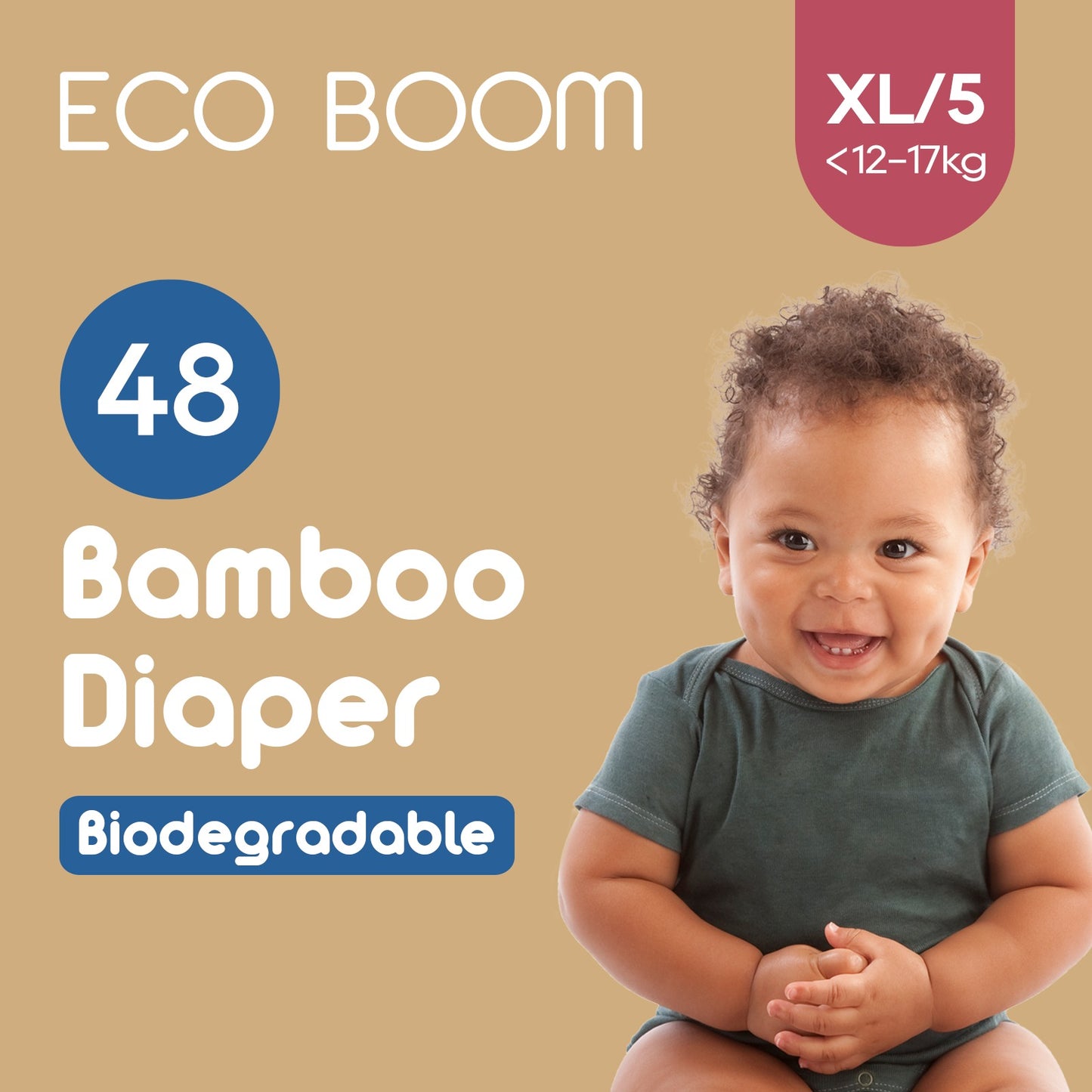 Premium Bamboo Baby Nappies Extra Large (12-17Kg) - 48 Pcs