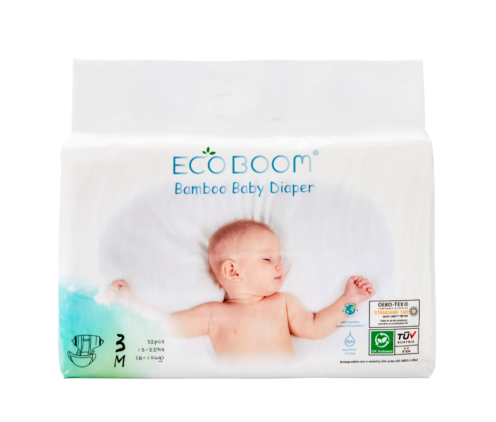 Bamboo Baby Nappies Pack of 32 - Medium (6-10Kg)