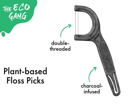 Floss Picks Charcoal 50Pcs  The Eco Gang